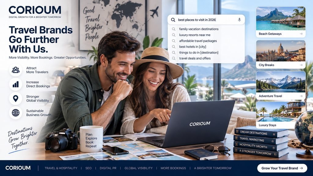 Travelers researching destinations, hotels and travel options online
