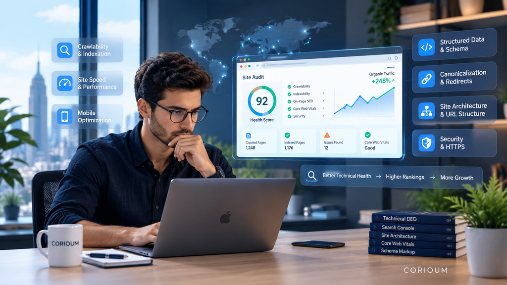 Technical SEO services for crawlability, indexing, site speed and search performance