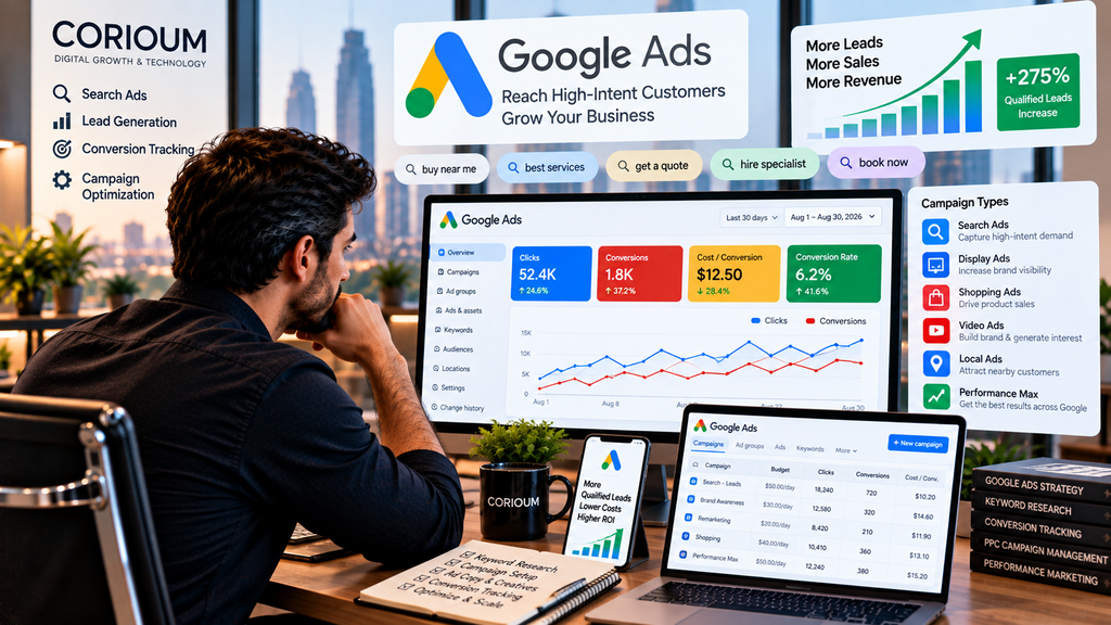 Google Ads services for search advertising, PPC campaigns, lead generation and conversion tracking